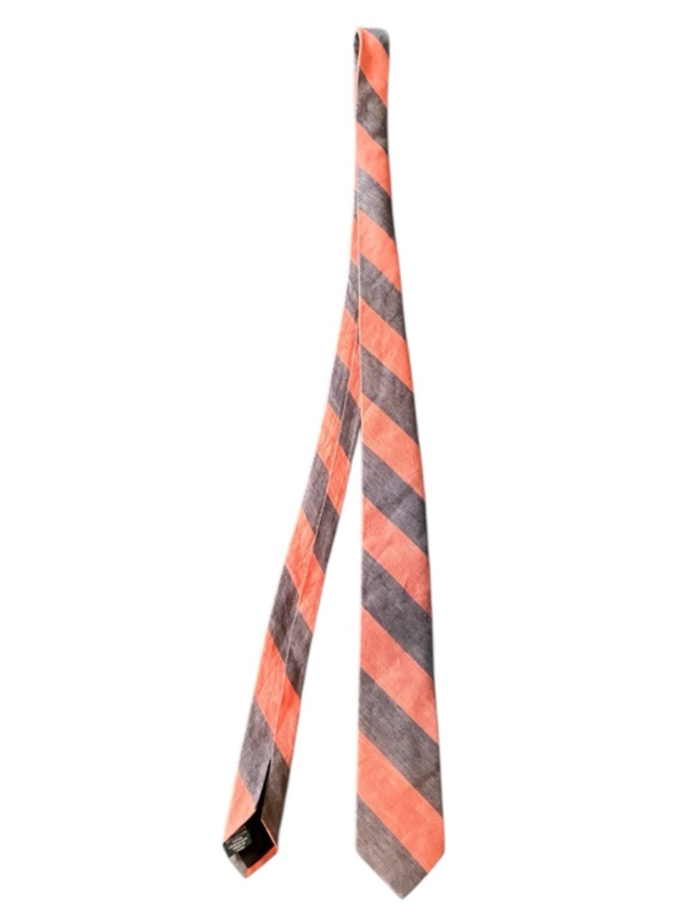 Linen blend J Crew Striped Coral and Gray Men's Neck narrow Tie